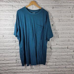 King Size Mens Shirt 3XL Tee Short Sleeve Blue Cotton Blend Pocket BLU134E
